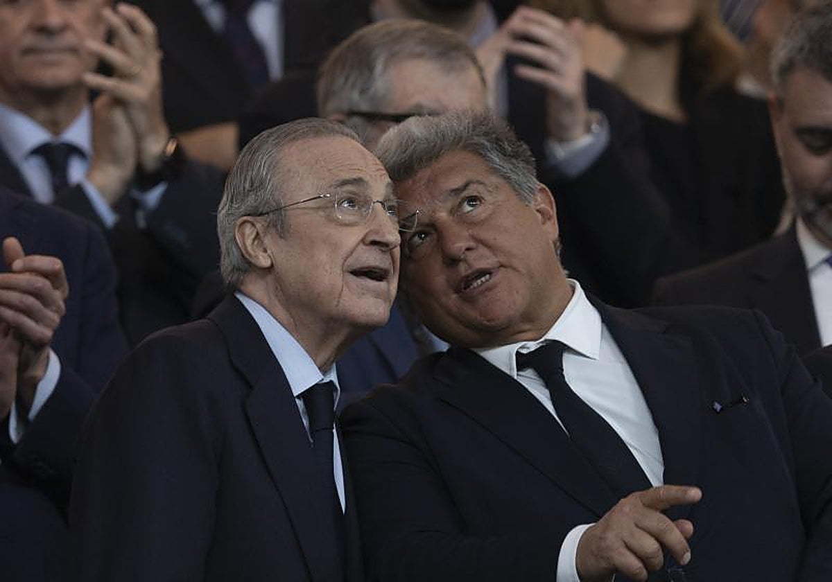 Florentino Pérez y Joan Laporta, durante el clásico