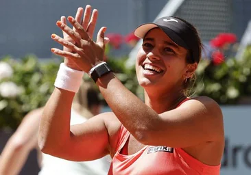 Jessica Bouzas tras su victoria en la primera ronda del Mutua Madrid Open