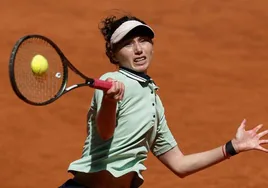 La tenista Cristina Bucsa en su primera victoria en el Mutua Madrid Open 2024