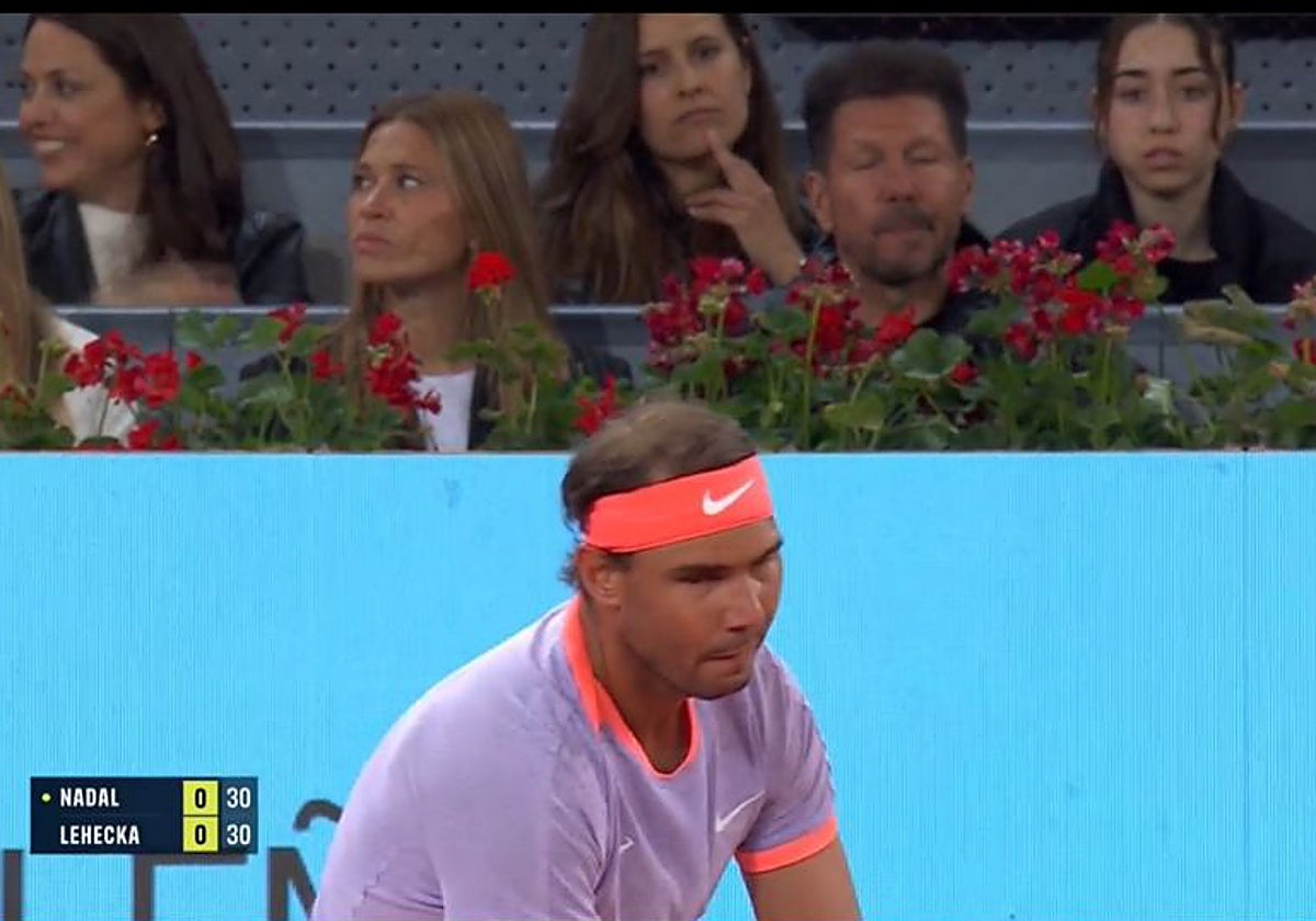 Simeone en el partido de Rafa Nadal