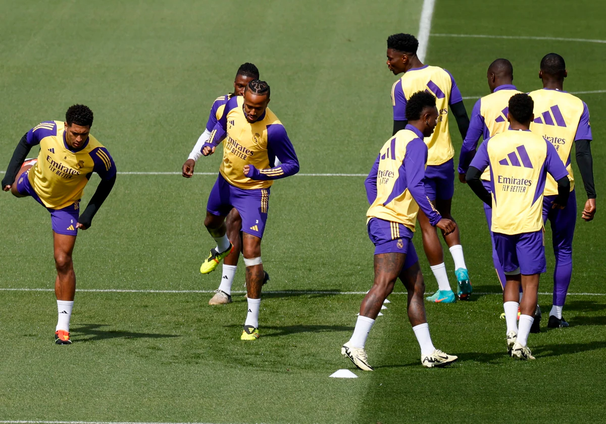 Entrenamiento del Real Madrid de este viernes, en la previa del partido ante el Cádiz