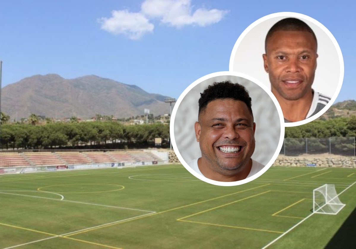 El campo del CD Estepona, con las imágenes de Ronaldo Nazario y Julio Baptista