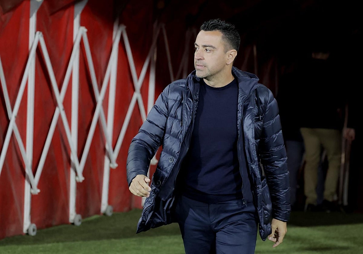 Xavi, ayer, en el Almería-Barça