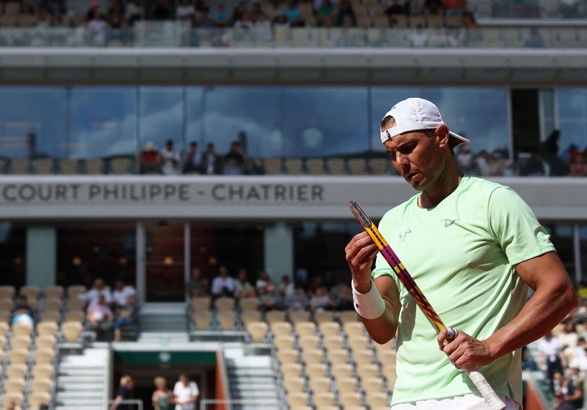 Nadal, durante un entrenamiento en la Philippe Chatrier