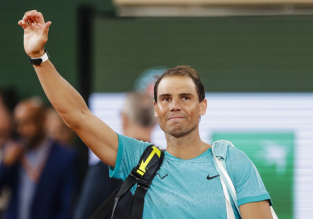 Rafael Nadal, en su despedida de la Philippe Chatrier