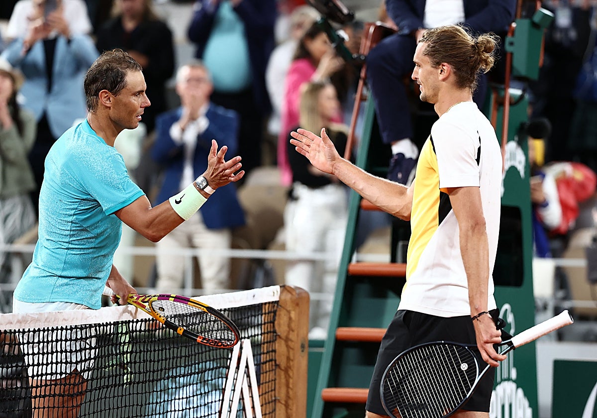 Zverev y Nadal, al final del partido