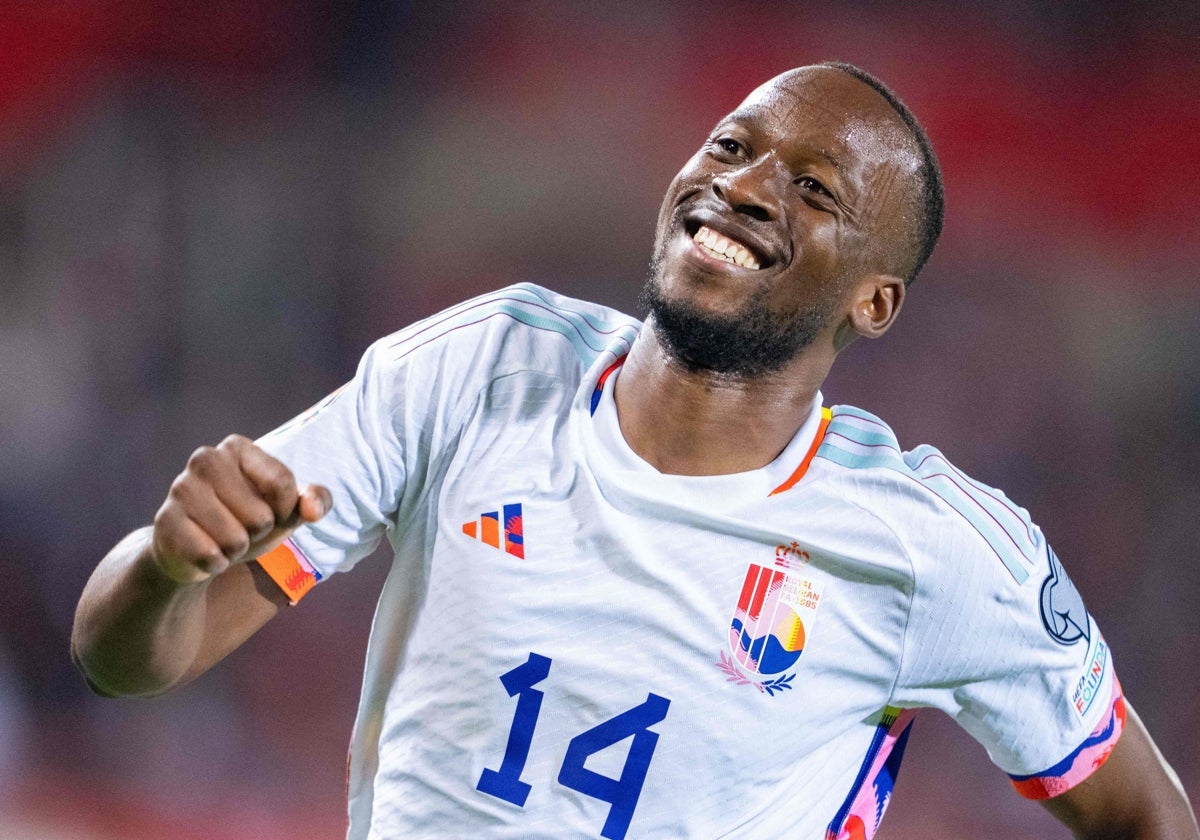 Lukebakio, en el partido Austria-Bélgica de clasificación para la Eurocopa 2024