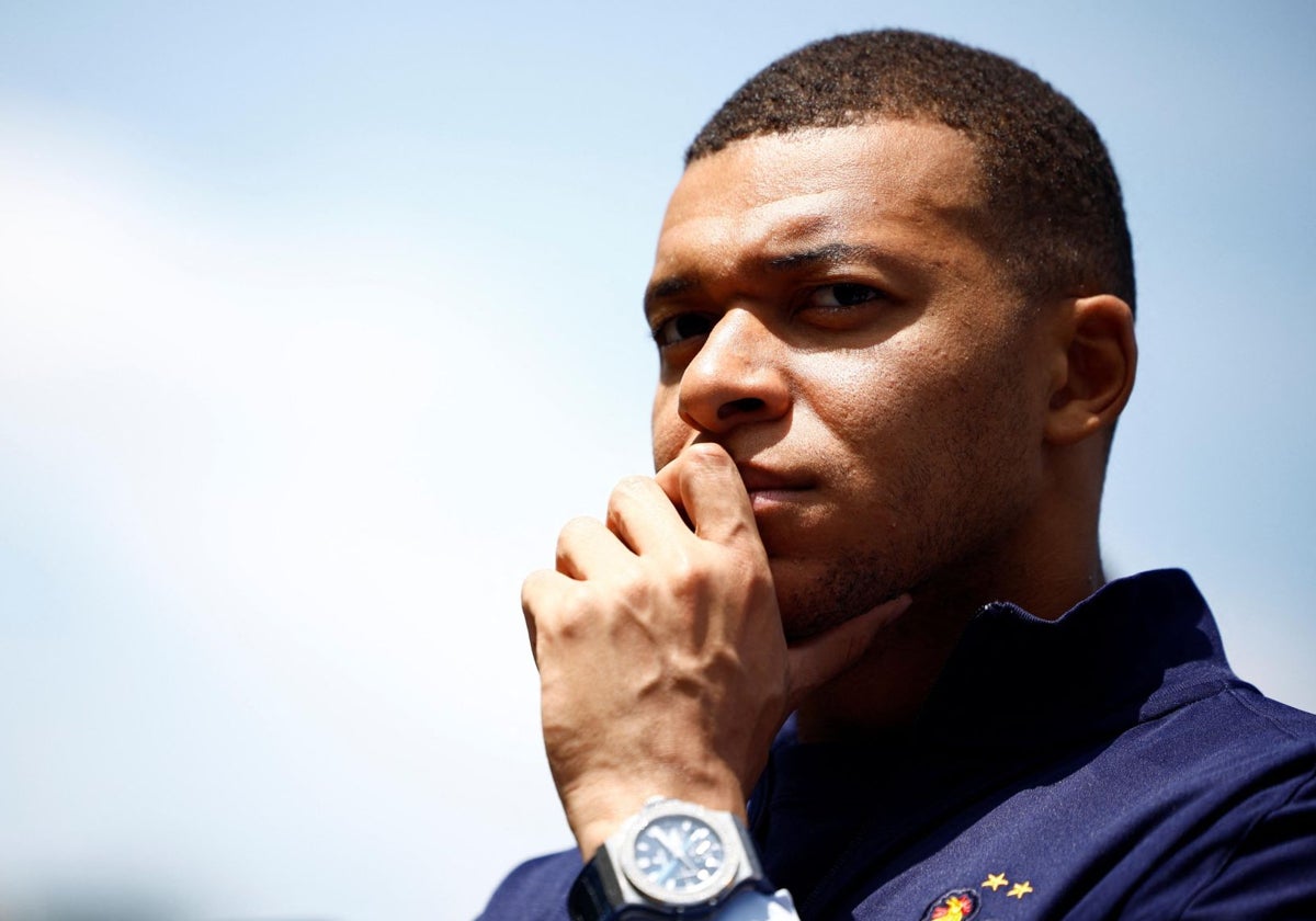 Mbappé, este lunes durante la concentración de la selección francesa