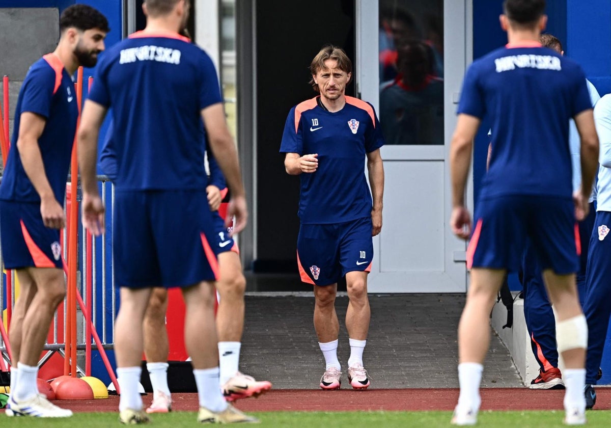 Modric, en un entrenamiento de Croacia