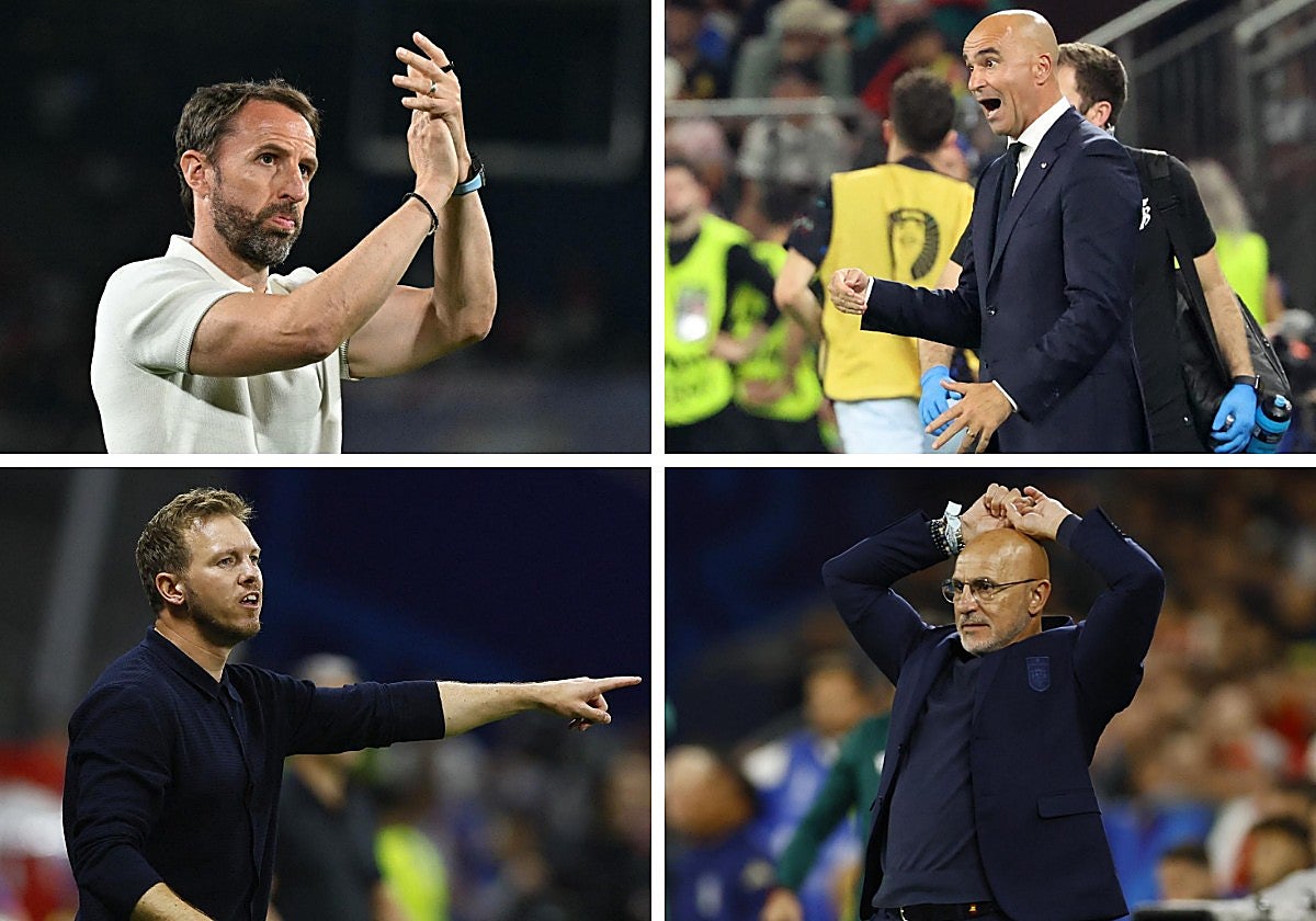 Gareth Southgate, Julian Nagelsmann, Roberto Martínez y Luis de la Fuente
