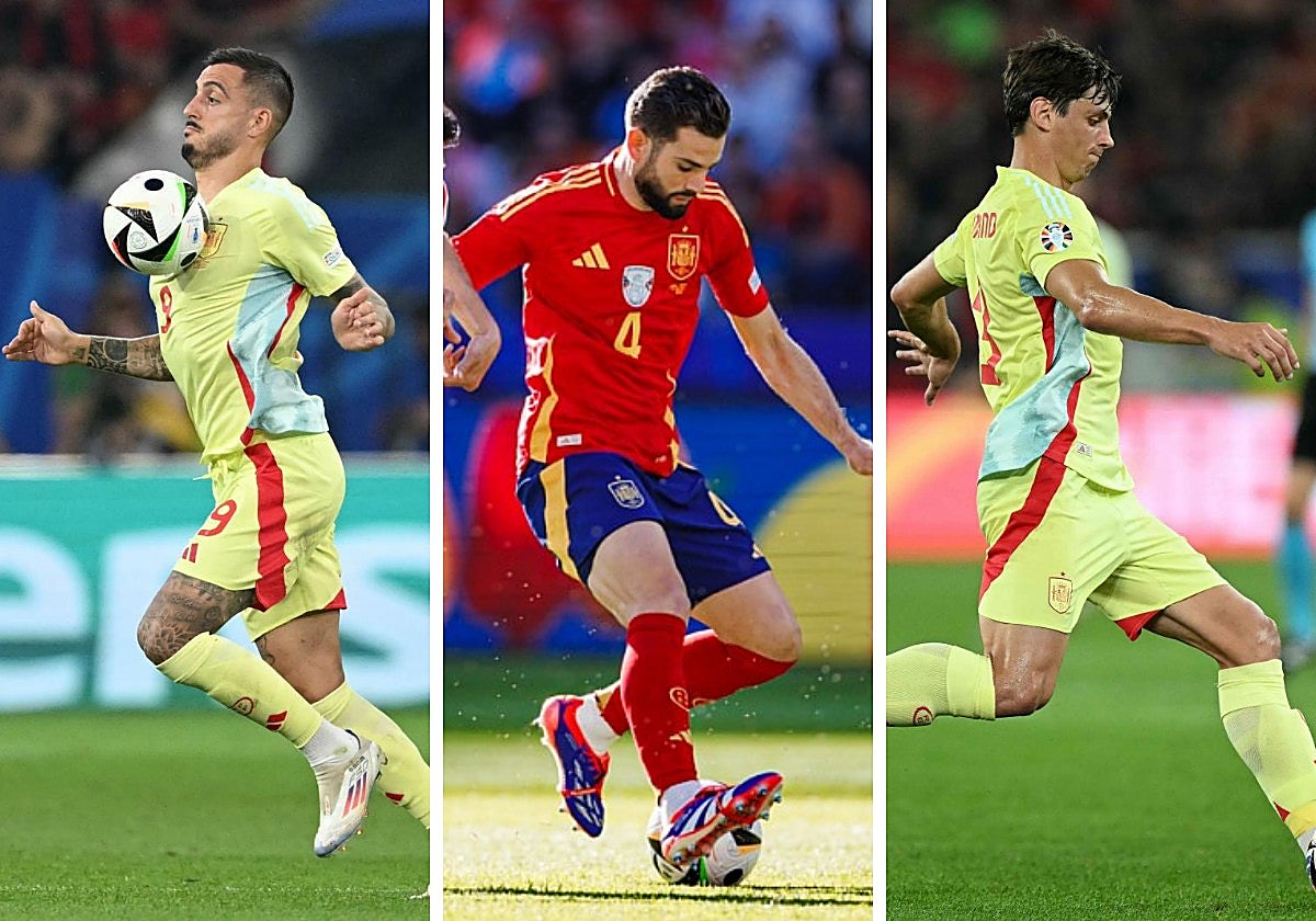 Joselu, Nacho y Le Normand, con la selección española durante la Eurocopa