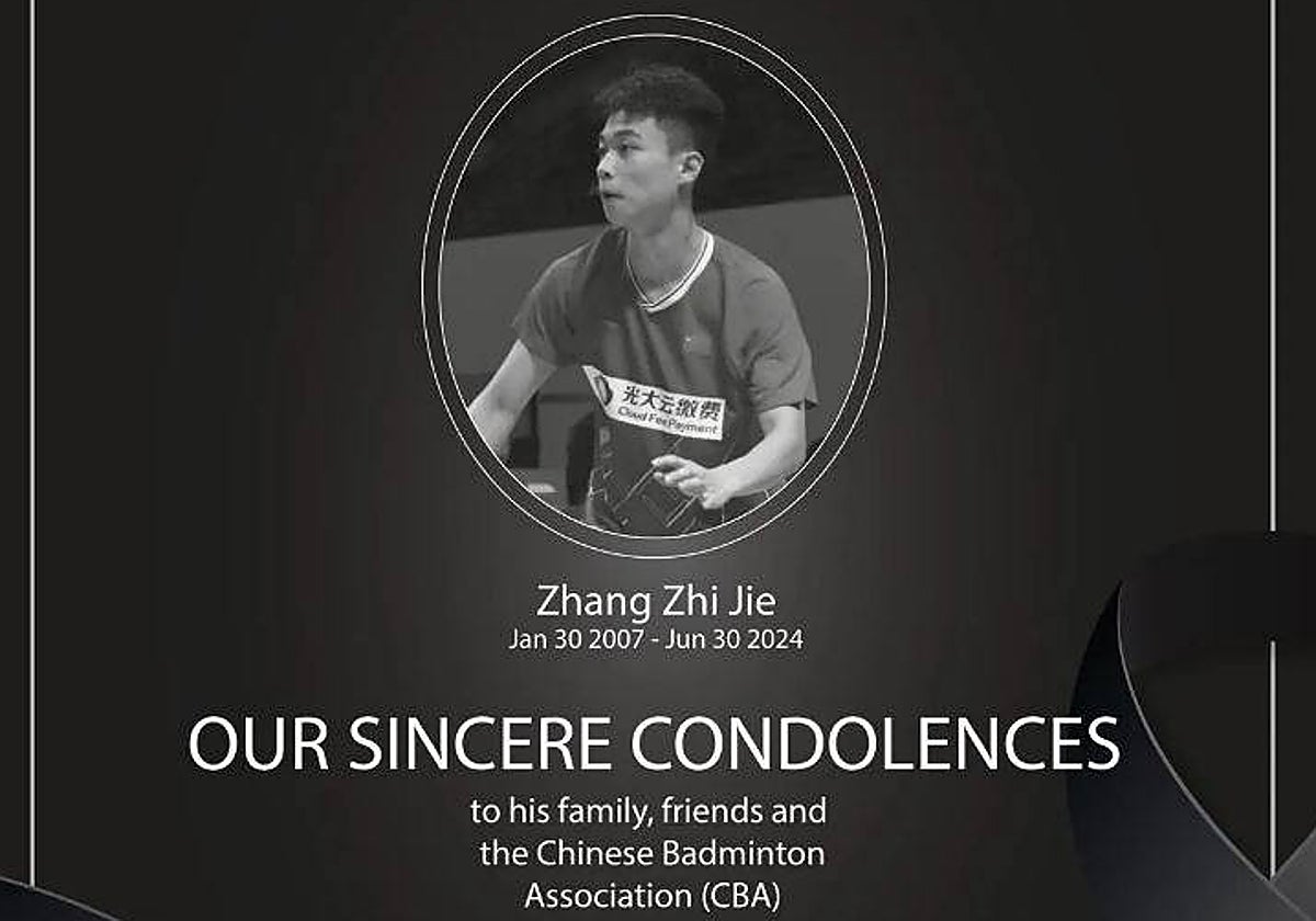 La imagen que ha publicado Bádminton Asia sobre la muerte de su joven jugador