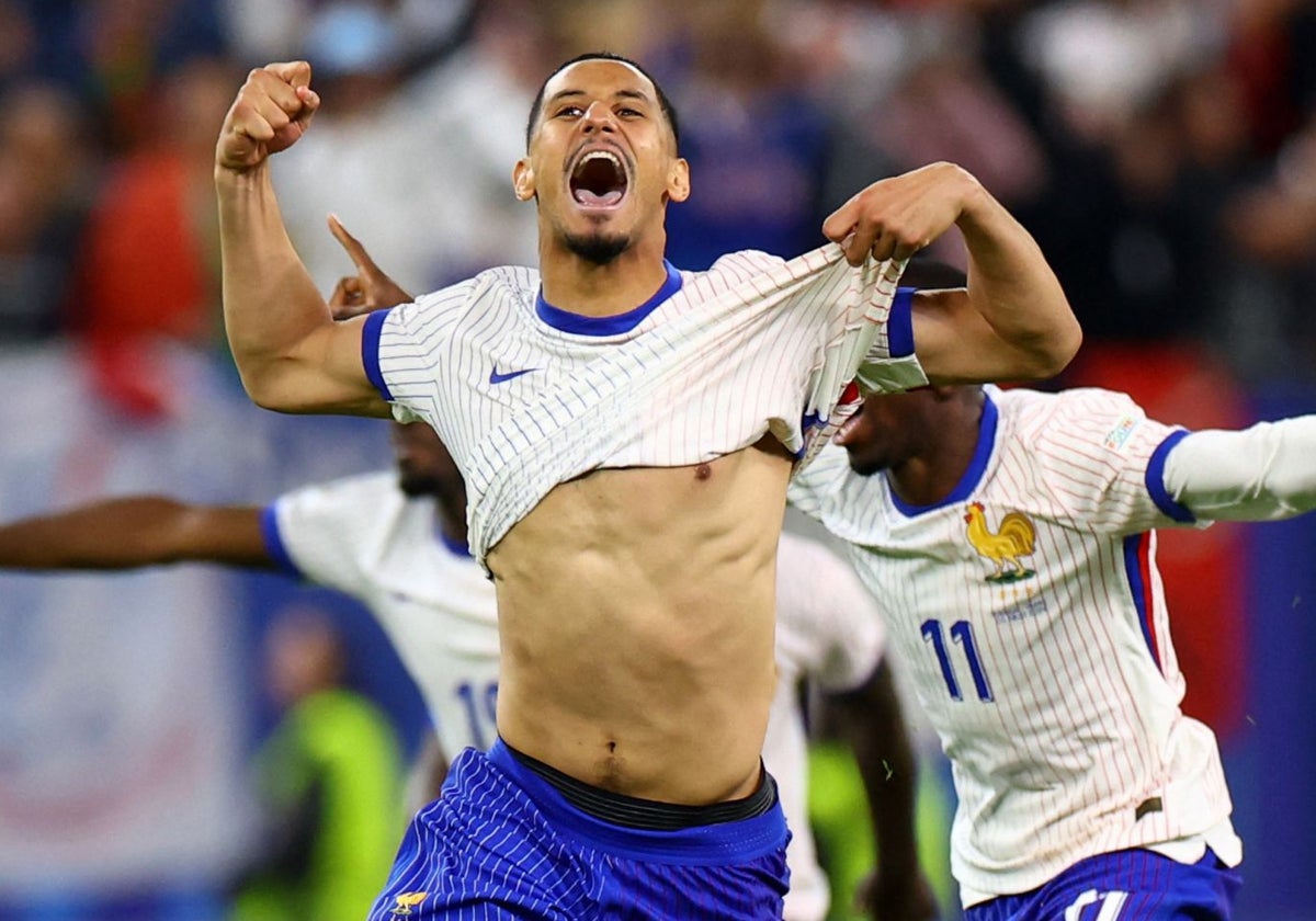 Saliba, celebrando el pase a semifinales de Francia