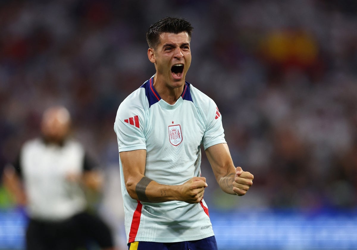 Álvaro Morata celebra el pase a semifinales de la Eurocopa