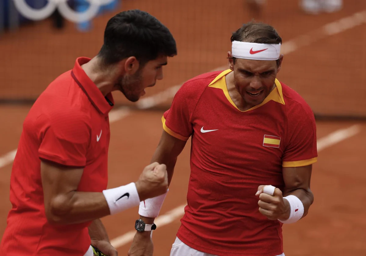 Alcaraz y Nadal celebran el triunfo