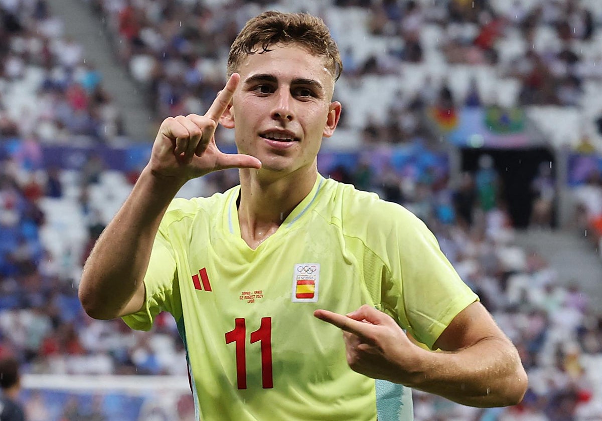 Fermín López, en el partido de los Juegos ante japón