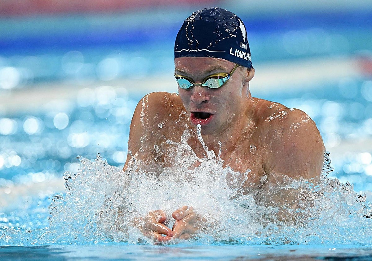 Léon Marchand, en la final de los 4x100 estilos