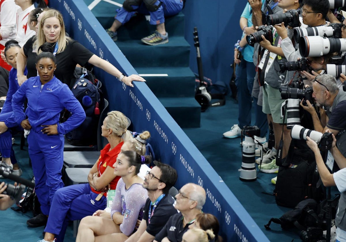 Biles, durante la jornada de gimnasia artística