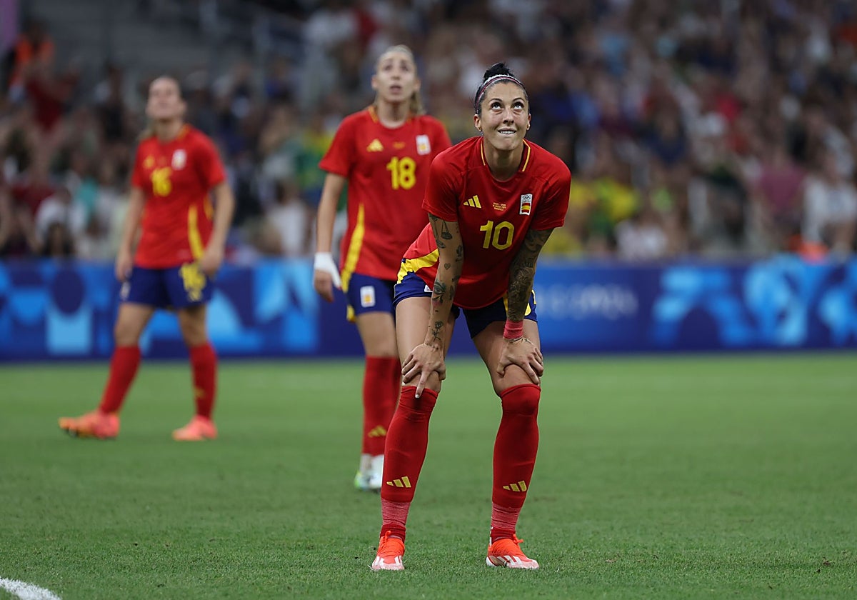 Las jugadoras españolas, durante la goleada de Brasil
