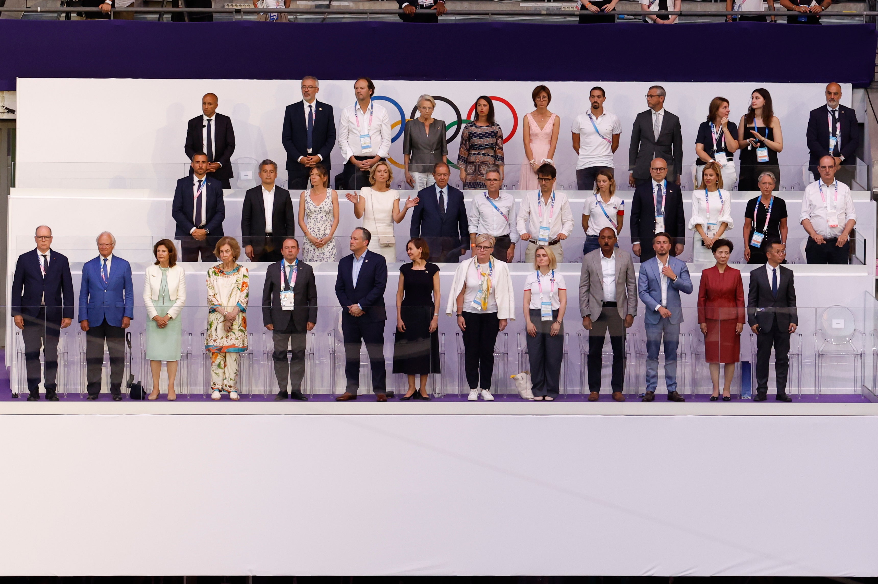 Uno de los palcos durante la ceremonia de clausura de los Juegos Olímpicos de París 2024 celebrada este domingo, en el Estadio de Francia en Saint-Denis