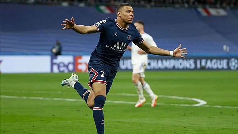 Mbappé, celebrando su gol en la eliminatoria de octavos de 2022