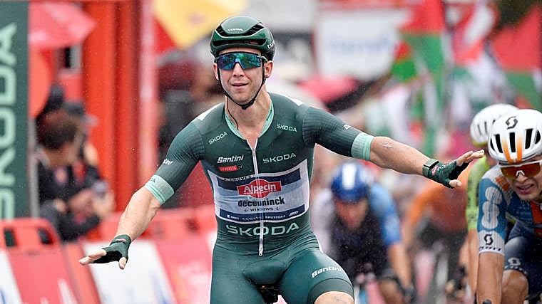 Kaden Groves, a su llegada a la meta