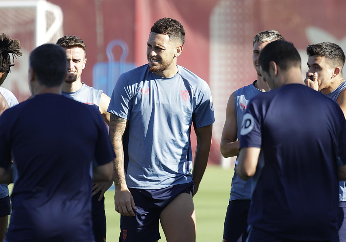 Ocampos, durante un entrenamiento de este verano