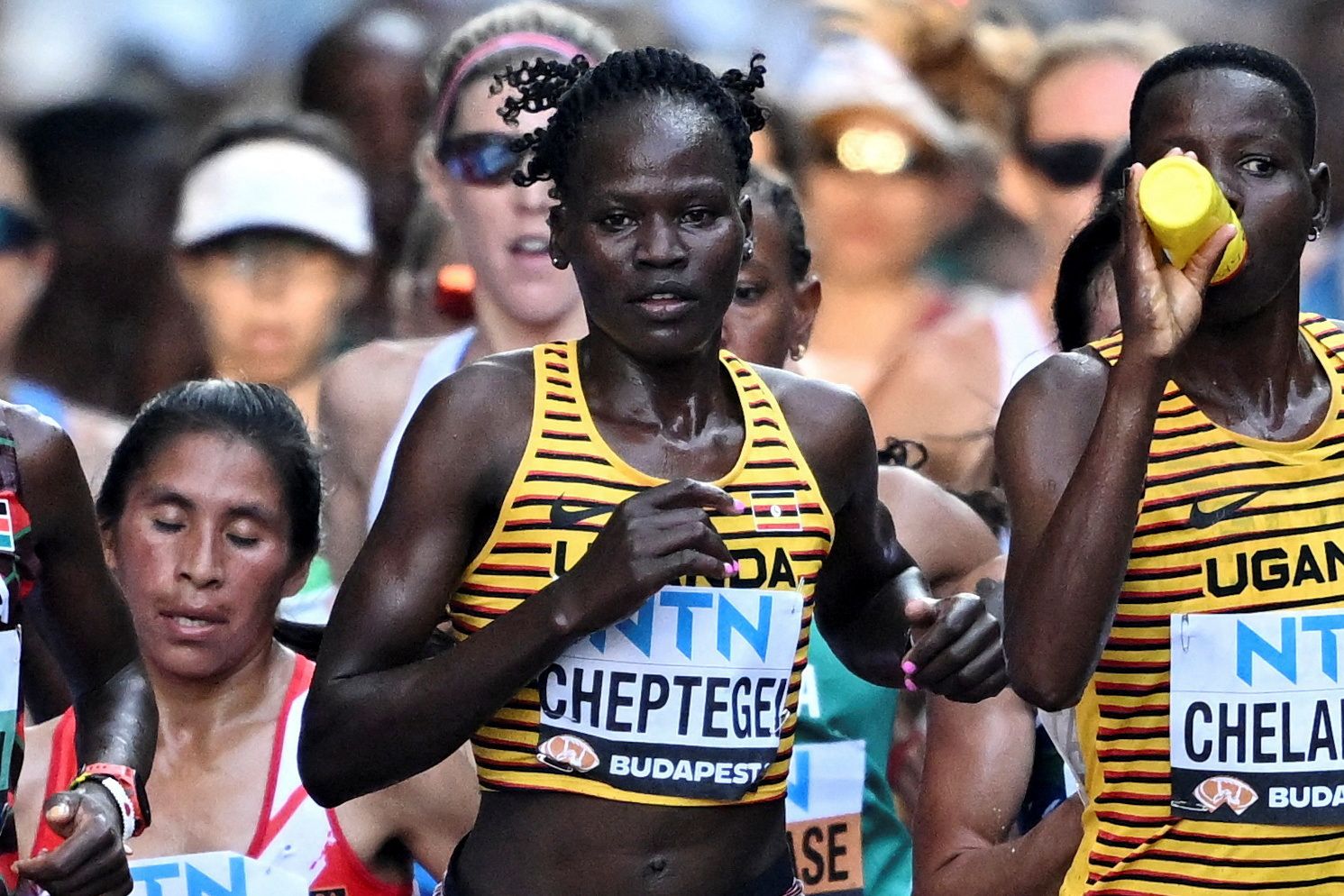 Rebecca Cheptegei en un maratón en Budapest en agosto de 2023