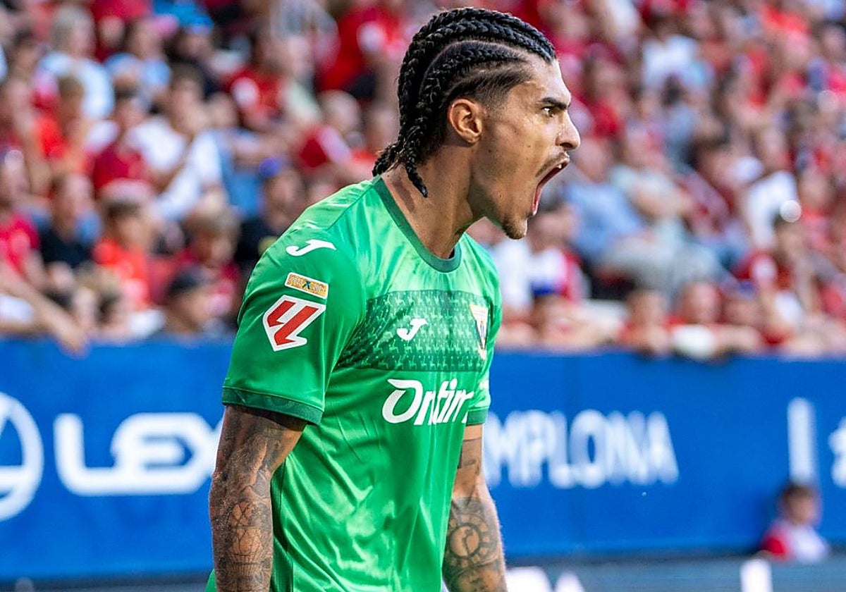 Juan Cruz celebra el gol anotado contra Osasuna esta temporada