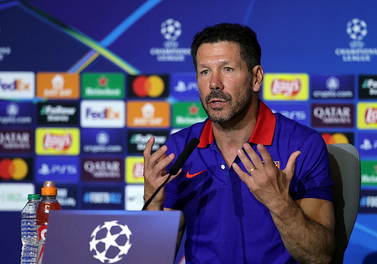 Simeone, durante la comparecencia previa al estreno en Champions del Atlético