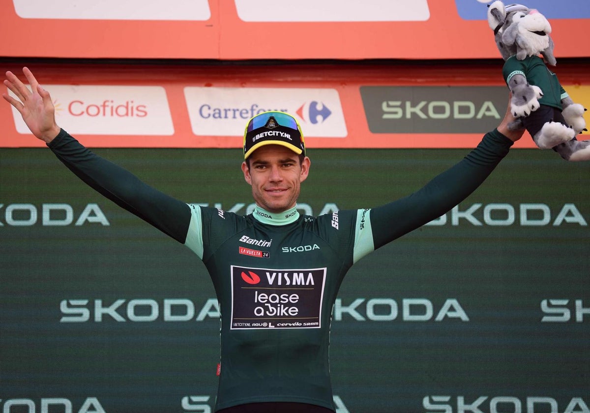 Wout van Aert, con el maillot verde de la Vuelta a España