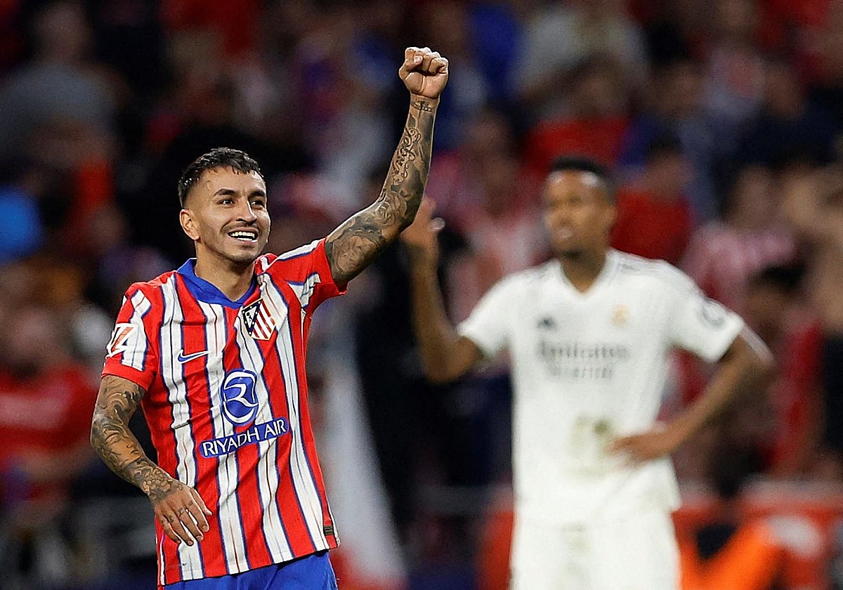 Correa festeja su gol, el del empate 1-1 en el Atlético de Madrid-Real Madrid