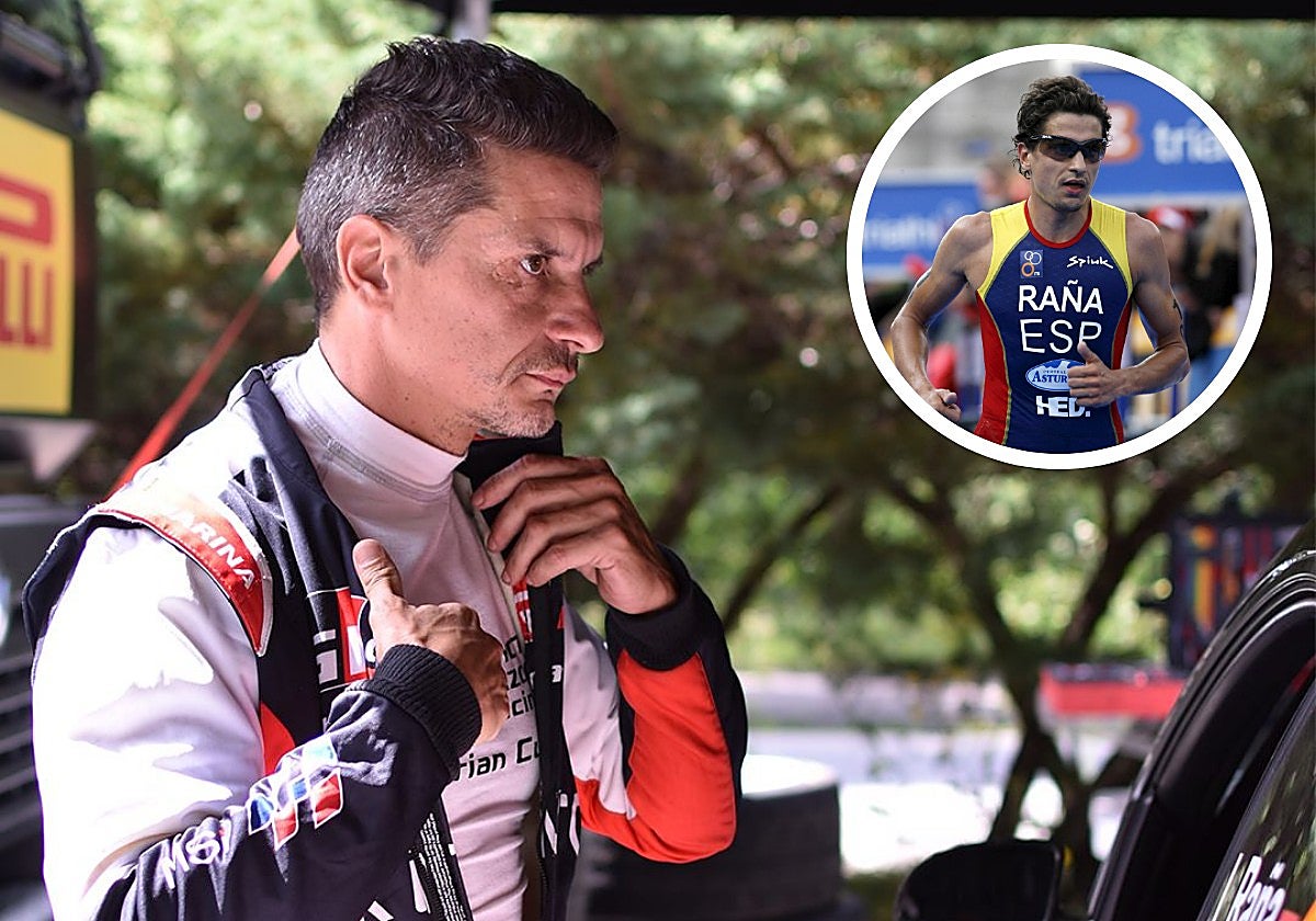 Iván Raña, en su época de triatleta pionero. Y ahora, de inesperado piloto de rallys.
