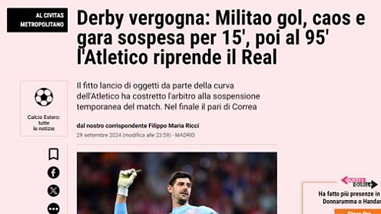 La «vergüenza» del derbi madrileño del Metropolitano salta a los medios internacionales