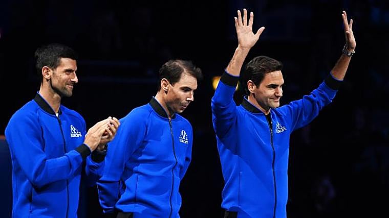 Djokovic, Nadal y Federer en la Laver Cup en la que se retiró Roger Federer
