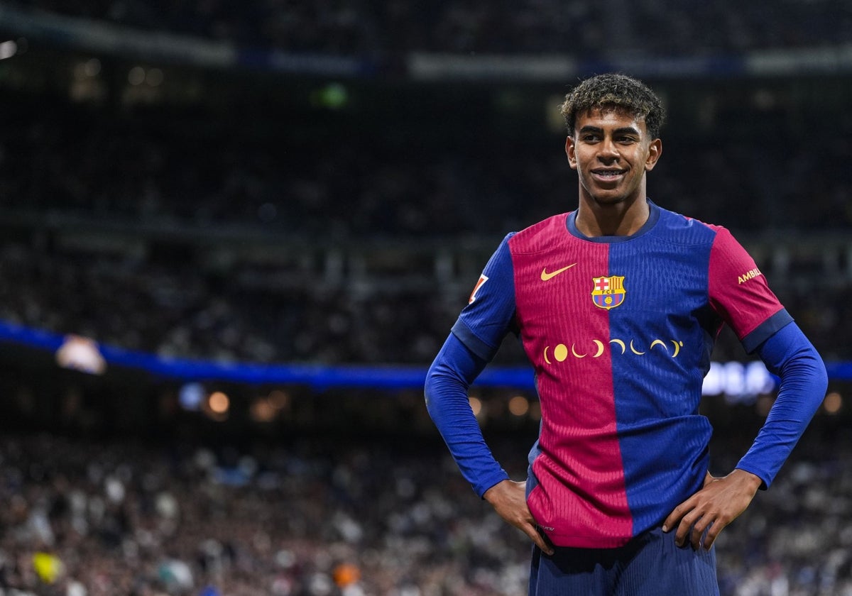 Lamine, durante el clásico del Bernabéu