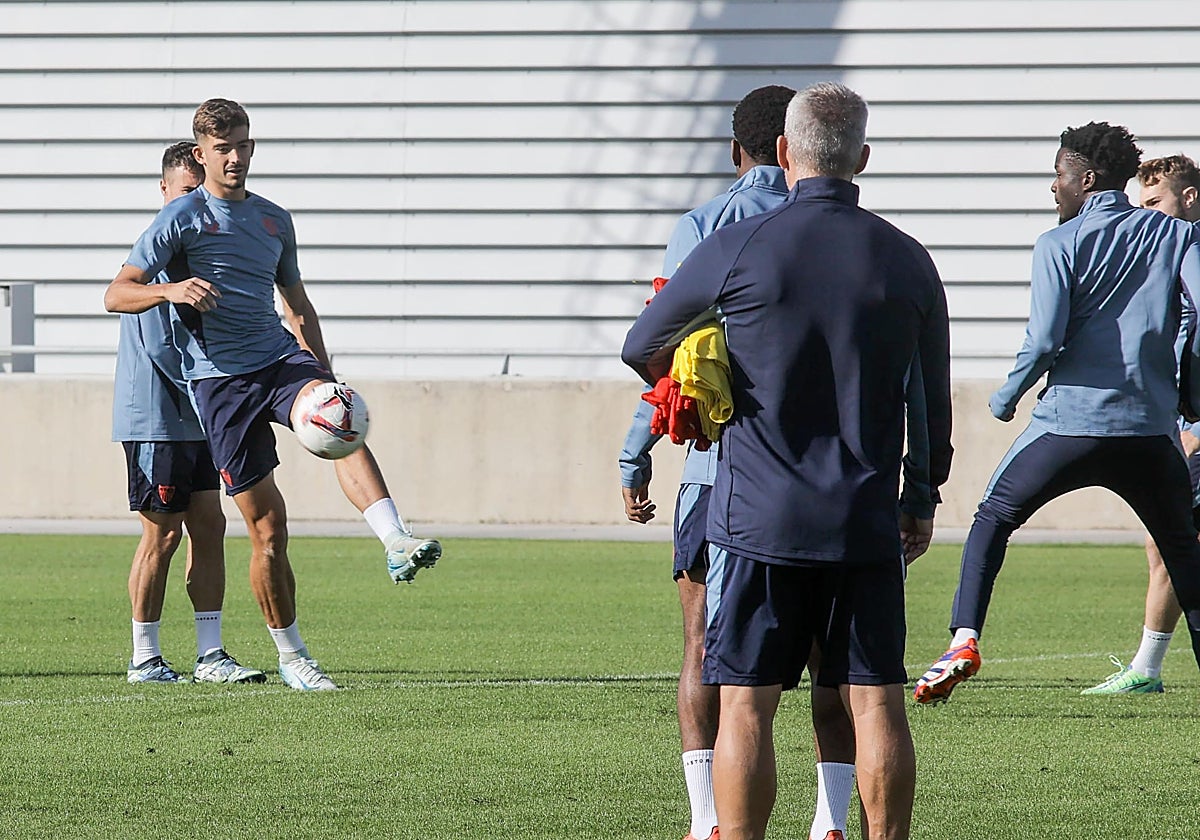 Kike Salas, durante el entrenamiento del pasado sábado