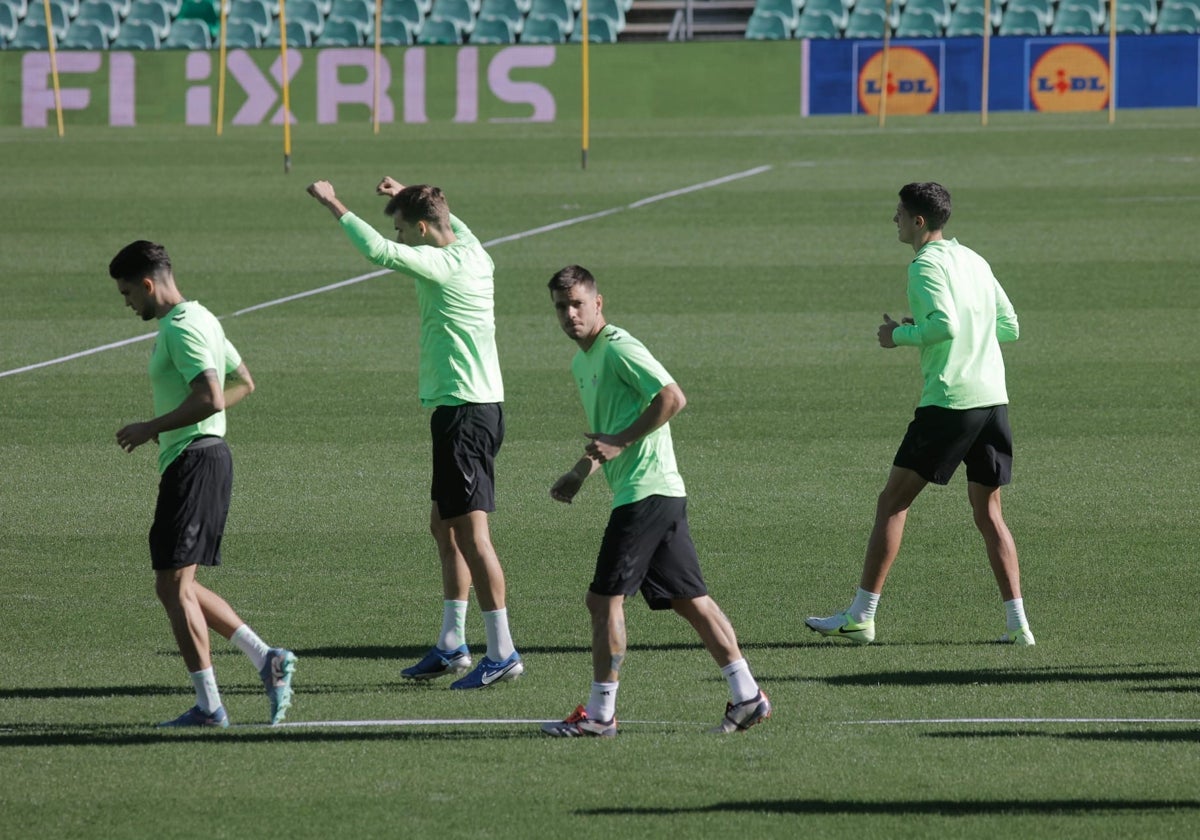 Lo Celso, en un entrenamiento reciente del conjunto verdiblanco