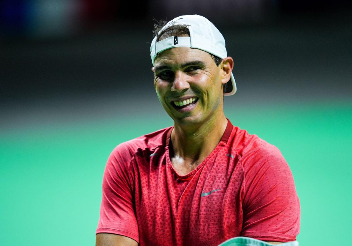 Rafa Nadal, en un entrenamiento previo a la Davis