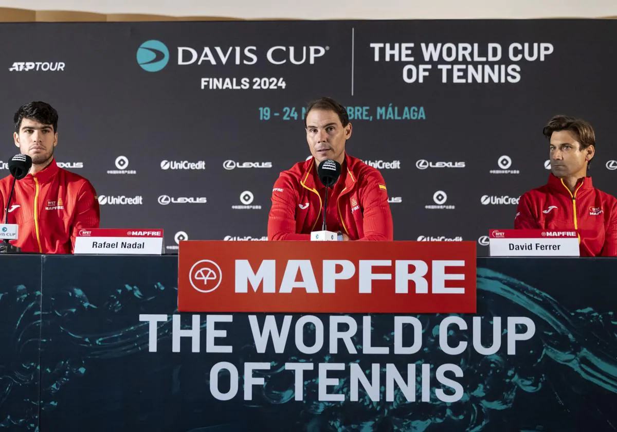 Alcaraz, Nadal y David Ferrer en rueda de prensa previa a las finales