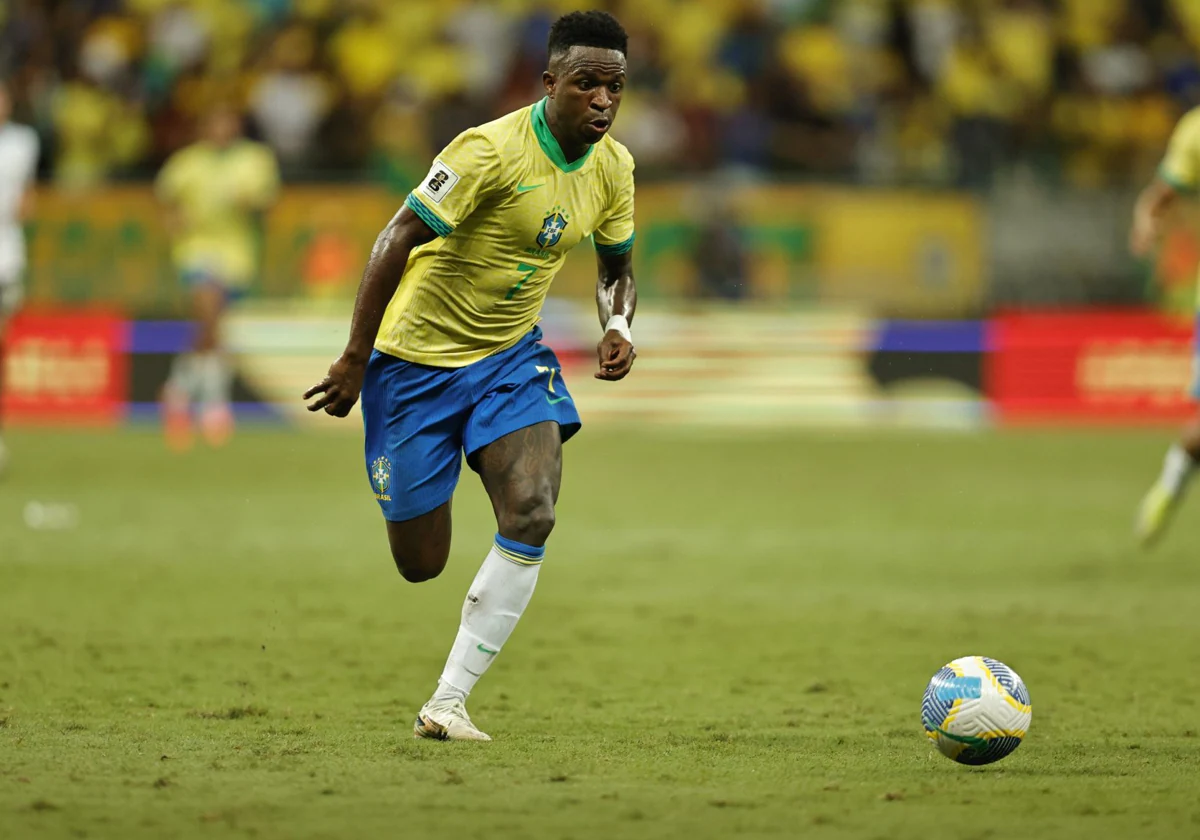 Vinicius, durante el partido de Brasil y Uruguay