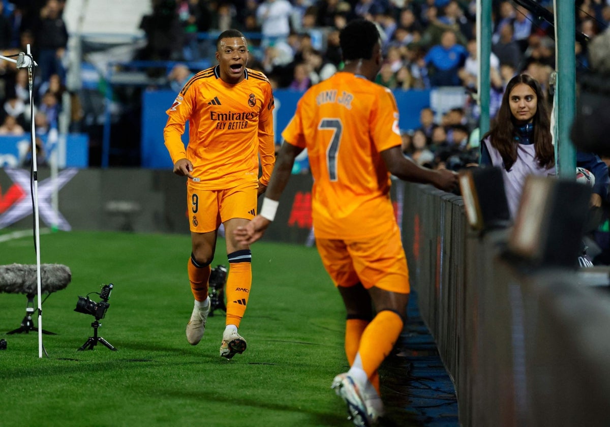 Vini y Mbappé, tras el 0-1 en Leganés