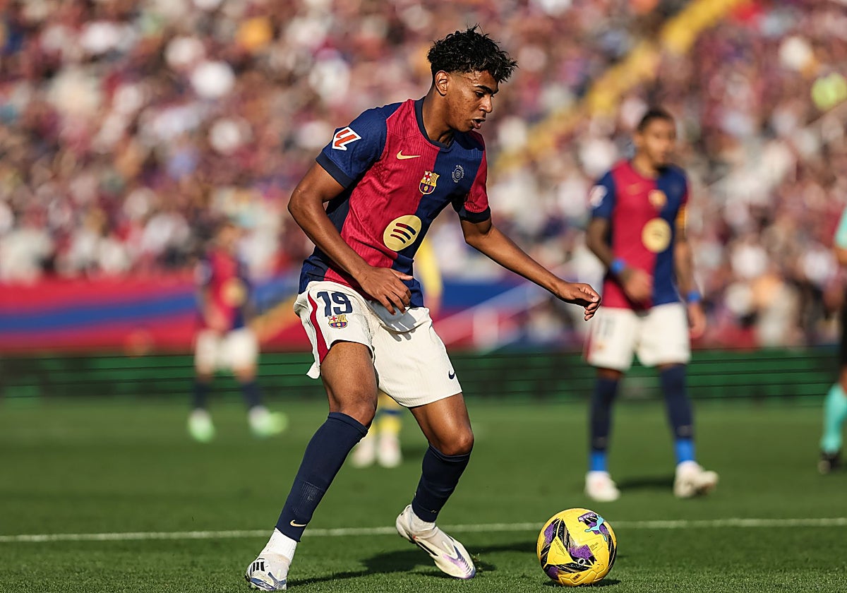 Lamine, durante la derrota del Barça ante Las Palmas