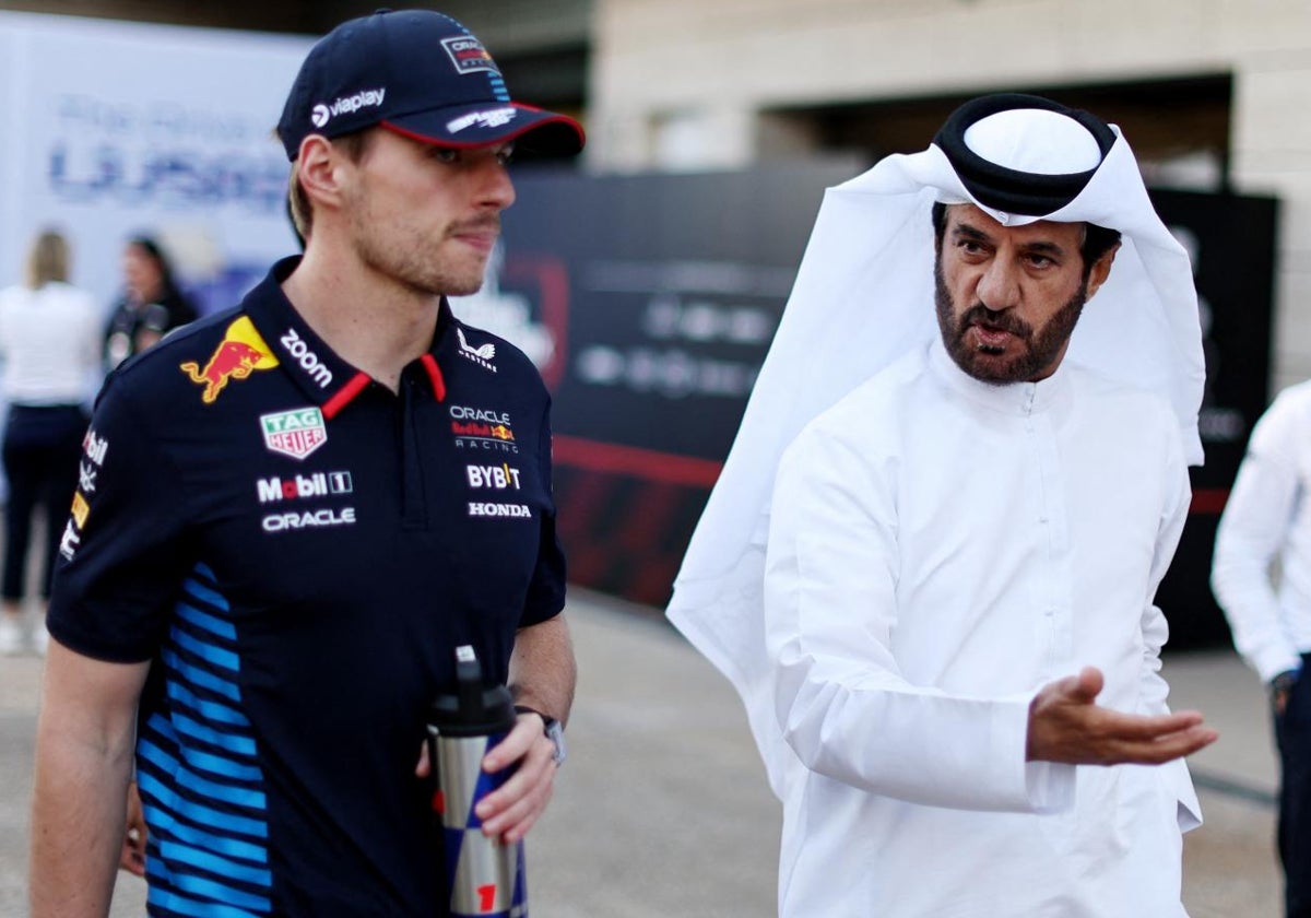 Ben Sulayem conversa con Verstappen durante el GP de Catar