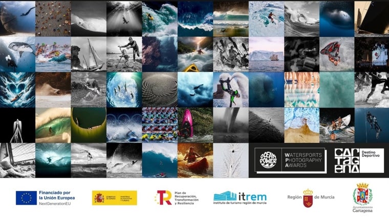 Collage con las fotografías finalistas del Ocean Power WPA 2024.