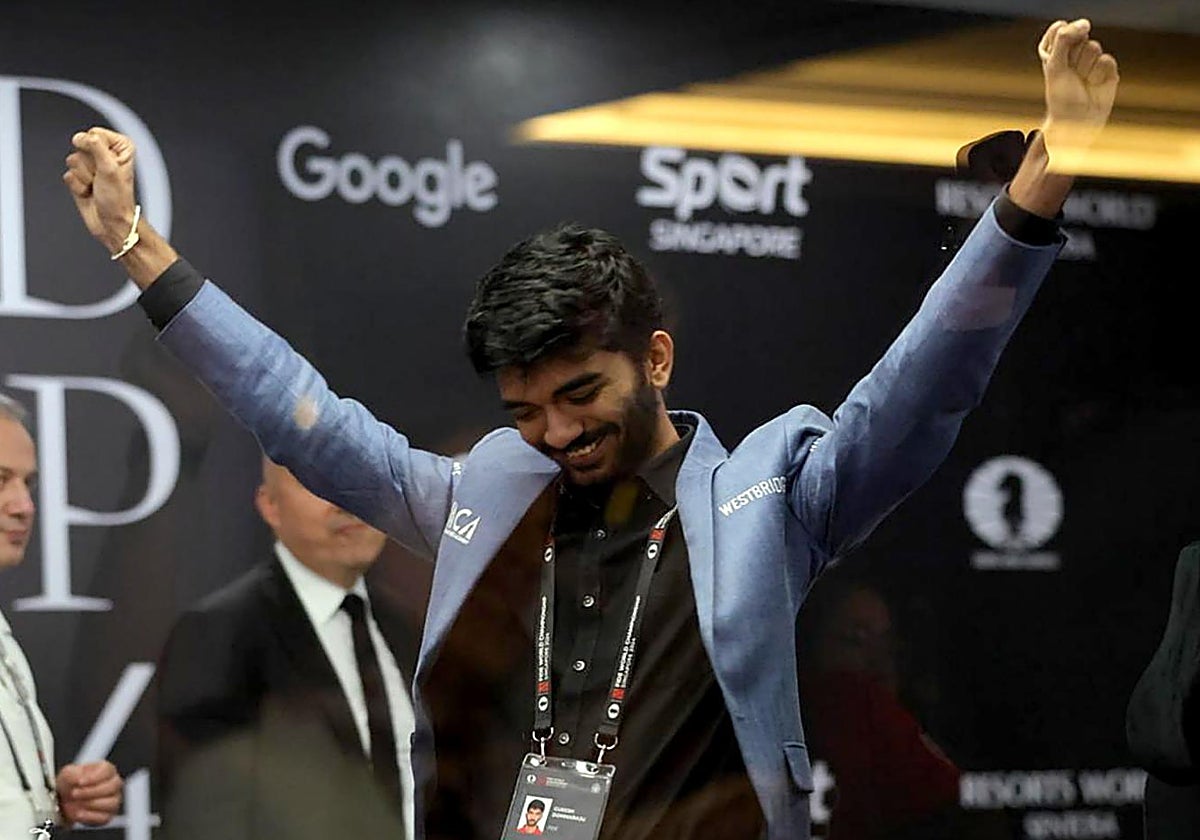 Gukesh, eufórico tras proclamarse campeón del mundo de ajedrez