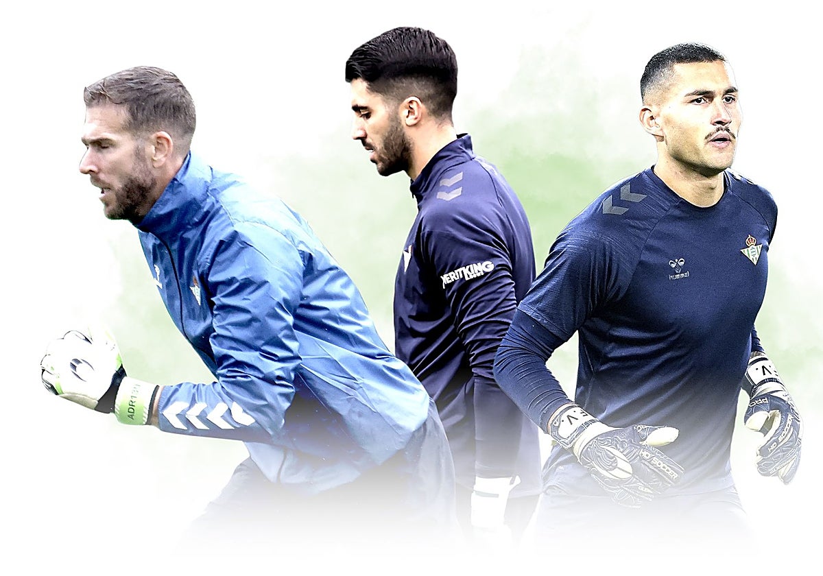 Los tres porteros del primer equipo del Betis, Adrián, Rui Silva y Fran Vieites