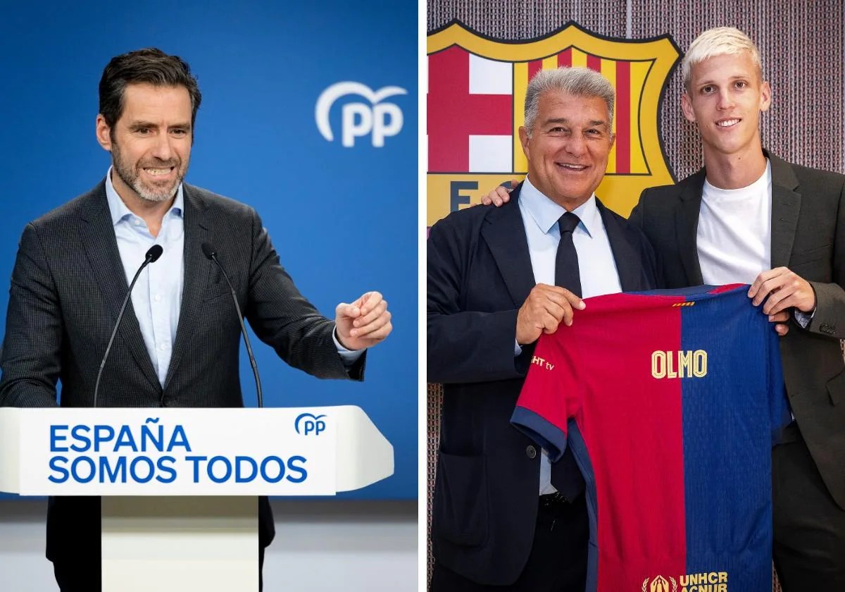 Borja Sémper, Joan Laporta y Dani Olmo