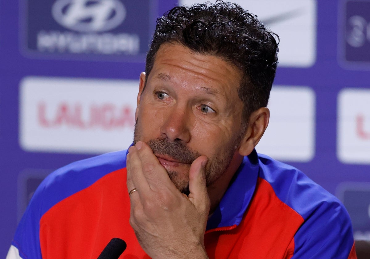 Simeone, este sábado en la rueda de prensa previa al Atlético de Madrid - Osasuna