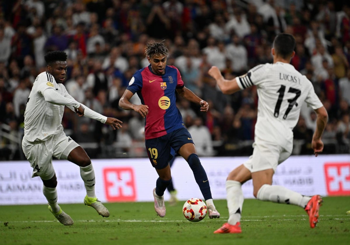 Lamine Yamal supera a Tchouaméni y Lucas Vázquez en el primer gol azulgrana